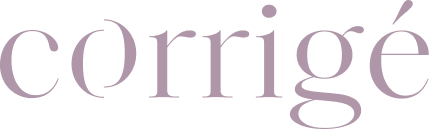 Das Wort "corrigé" ist in einer hellvioletten Serifenschrift auf hellem Hintergrund dargestellt.